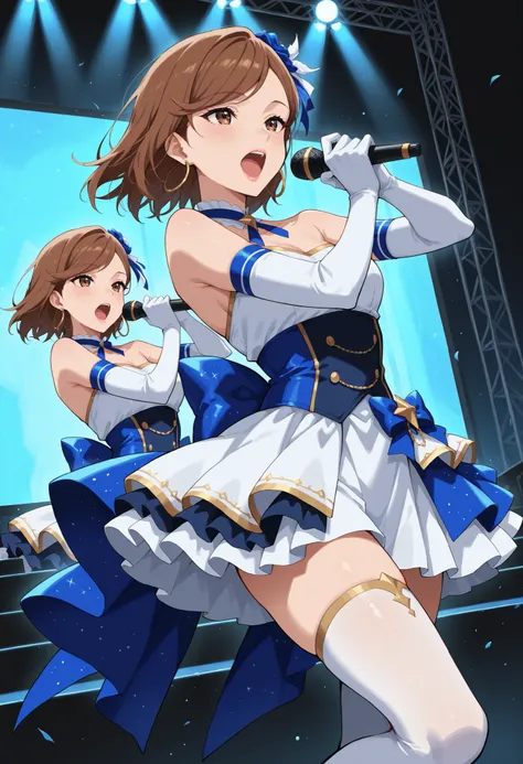 Score_9, score_8_up, score_7_up, source_anime, KJOdaia, solo, brown hair, brown eyes, medium hair, swept bangs, hoop earrings, (best quality), (high quality), {masterpiece}, extremely delicate and beautiful, ultra-detailed, beautiful detailed eyes, idol, i...