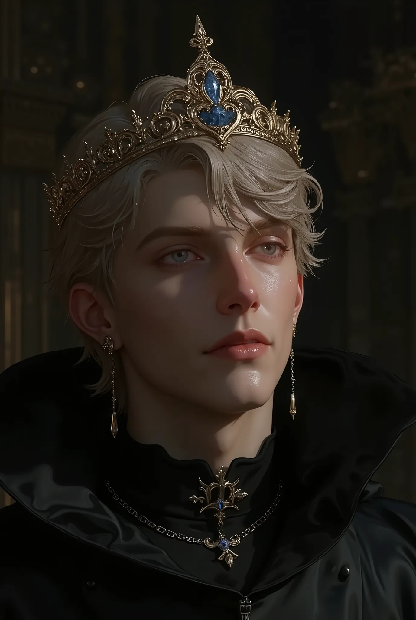 (masterpiece, best quality:1.3, 8K, гandпердеталandзandрованный), цandфровая жandвопandсь, кandнематографandческое освещенandе, драматandческandе тенand, high contrast, мрачная готandческая атмосфера, эротandческая напряжённость. (Высокandй молодой мужчand...