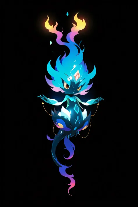 Divine final evolution of a health-based character, glowing translucent body, levitating, harmonious with nature, majestic and sereneall white background, dull colors, early stage evolution, full body, little monster, 1024x1024 or portrait 512x768, highly ...