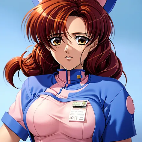 
 is not safe、 on Focus on Cleavages FW、nudism、,Captivating portrait、NSFWに乳首 Female Zombie、nurse、Big Breasts、Long Hair、Twin Roll Hair Red、See-through、Torn uniform、Bloody、Blank look、Background: Hospital at night