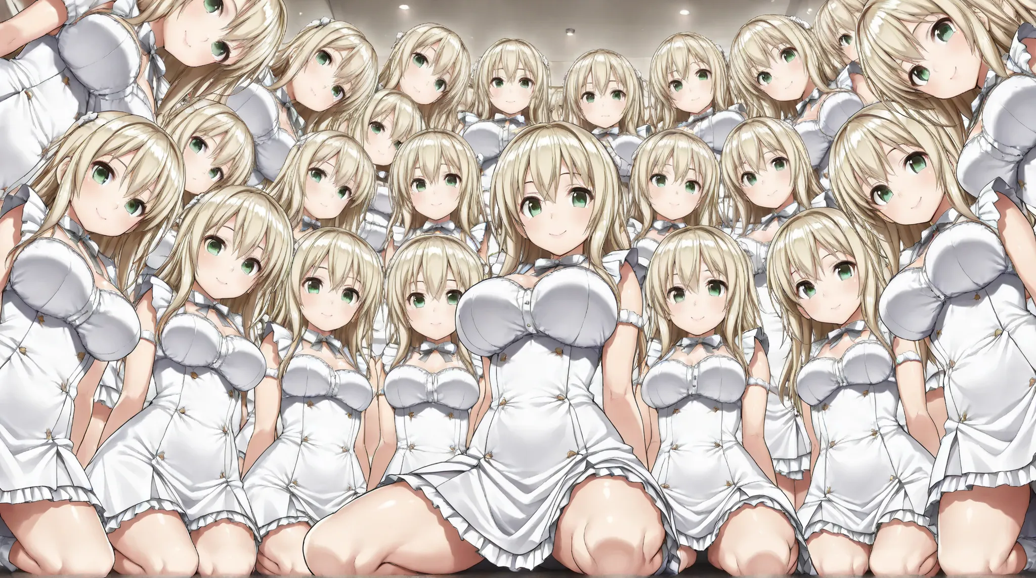 score_9, score_8_up, score_7_up, (sitting, Bend, Kneeling, Standing), real_Anime, BREAK ((masterpiece, top quality, best image quality, high resolution, highly detailed CG integrated 8K wallpaper)), clone girls, clone twins, 6+clone girls, Clone girls only...