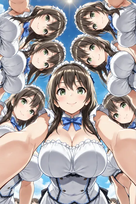 score_9,_up score_8_up, score_7_up, real_Anime, BREAK ((masterpiece, top quality, best image quality, high resolution, highly detailed CG integration 8K wallpaper)), clone girls, clone twins, 6+clone girls, Clone girls only world, beautiful young woman bac...