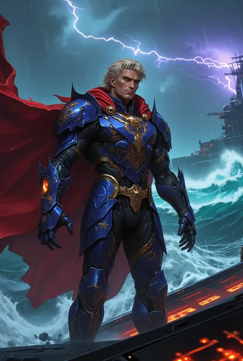 (award-winning digital art, photorealistic, hyper-detailed, 8k resolution), an epic character portrait of a statuesque, powerfully-built middle-aged man. He has a weathered yet handsome face, a jawline of chiseled granite, and eyes like piercing sapphire s...