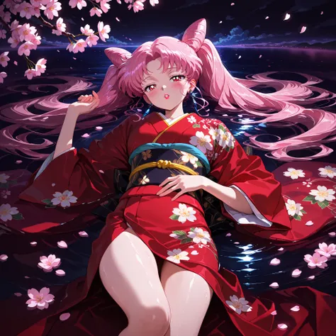 masterpiece, amazing quality, best quality, ultra-detailed, 8K, illustration, clear skin, ultra-detailed-eyes, soft skin, very awa, very as2, soft body, 1990s \(style\), official art, bbcusa, long hair, pink hair, cone hair bun, twintails, crystal earrings...