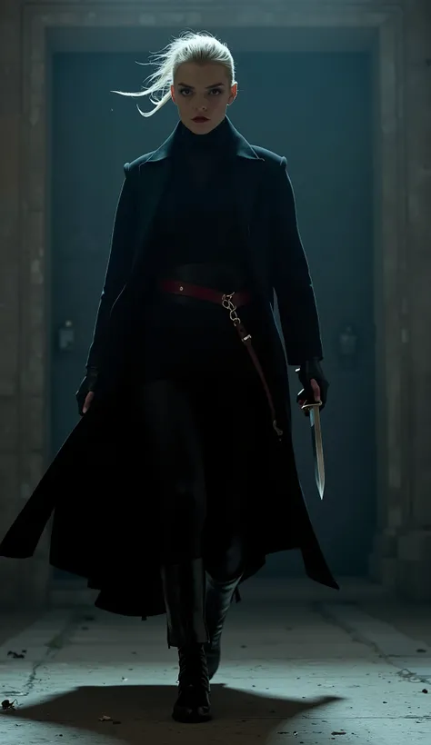 Anya Taylor-Joy as a silent assassin (tipo Arya)
Traje escuro leve, adaga na cintura.

Fundo: alleys of Braavos or temple of the Many-Faced God.

Detalhe: Watched eyes and ready posture for attack.
