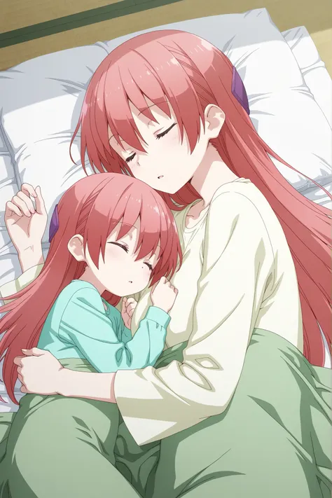 Tsukasa Yuzaki, mother_and_daughter, 2girls, aged_down, sleeping 