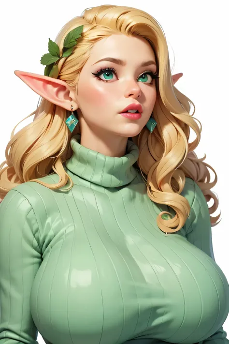 
score_9, score_8_climb, score_7_climb, 1 girl, alone , climbper body, looking at the audience ,  white background , Long Blonde , Elf, makeclimb ,   lips parted , lipstick,  eyeliner ,  Silly ,  Regatta Blouse, Deep Neckline, Women , gigantic breasts, swe...