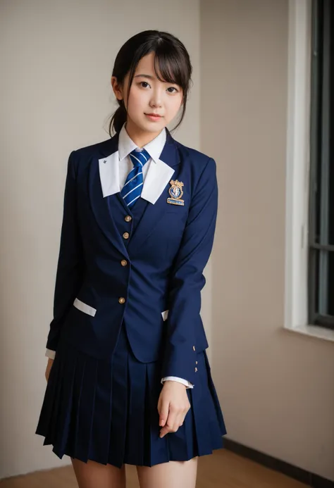 best quality,masterpiece,ultra high resolution,(photorealistic:1.4),raw photo,(Real skin feel:1.3),(film grain:1.3)A  beautiful  Japanese girl, スカートとニーハイソックスを履いているかわいい日本のアイドルPhoto of ( beautiful :1.1),ultra high resolution,Ultra Fine,,Photo of, JK uniform,...