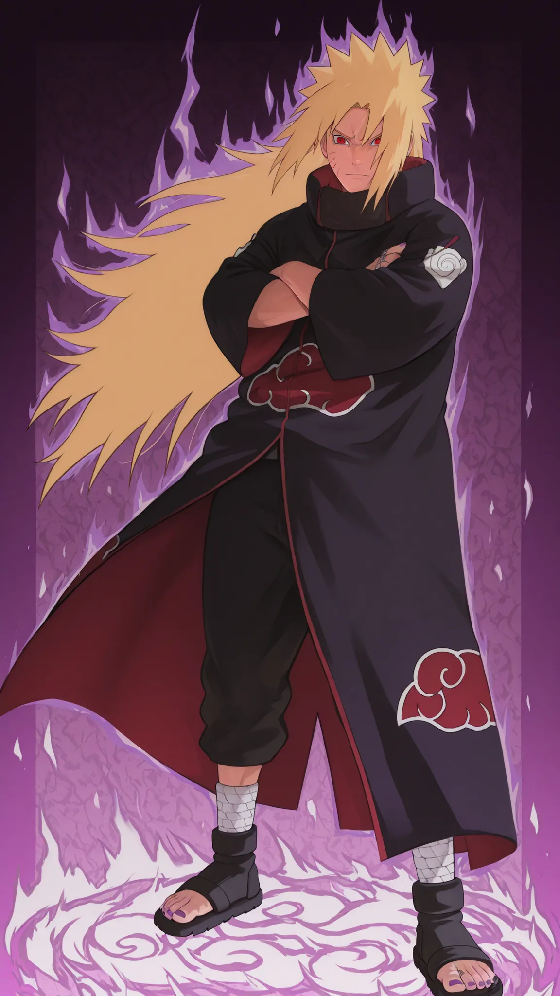 flat color, WaifuDiffusionStyle, neutral background, white splash stylized outline background——-aura farming, 1boy, uzumaki_naruto, blonde_hair, very long hair, spiky hair, bangs, red eyes, mature_male, muscular, muscular_male, AkatsukiOro, official altern...