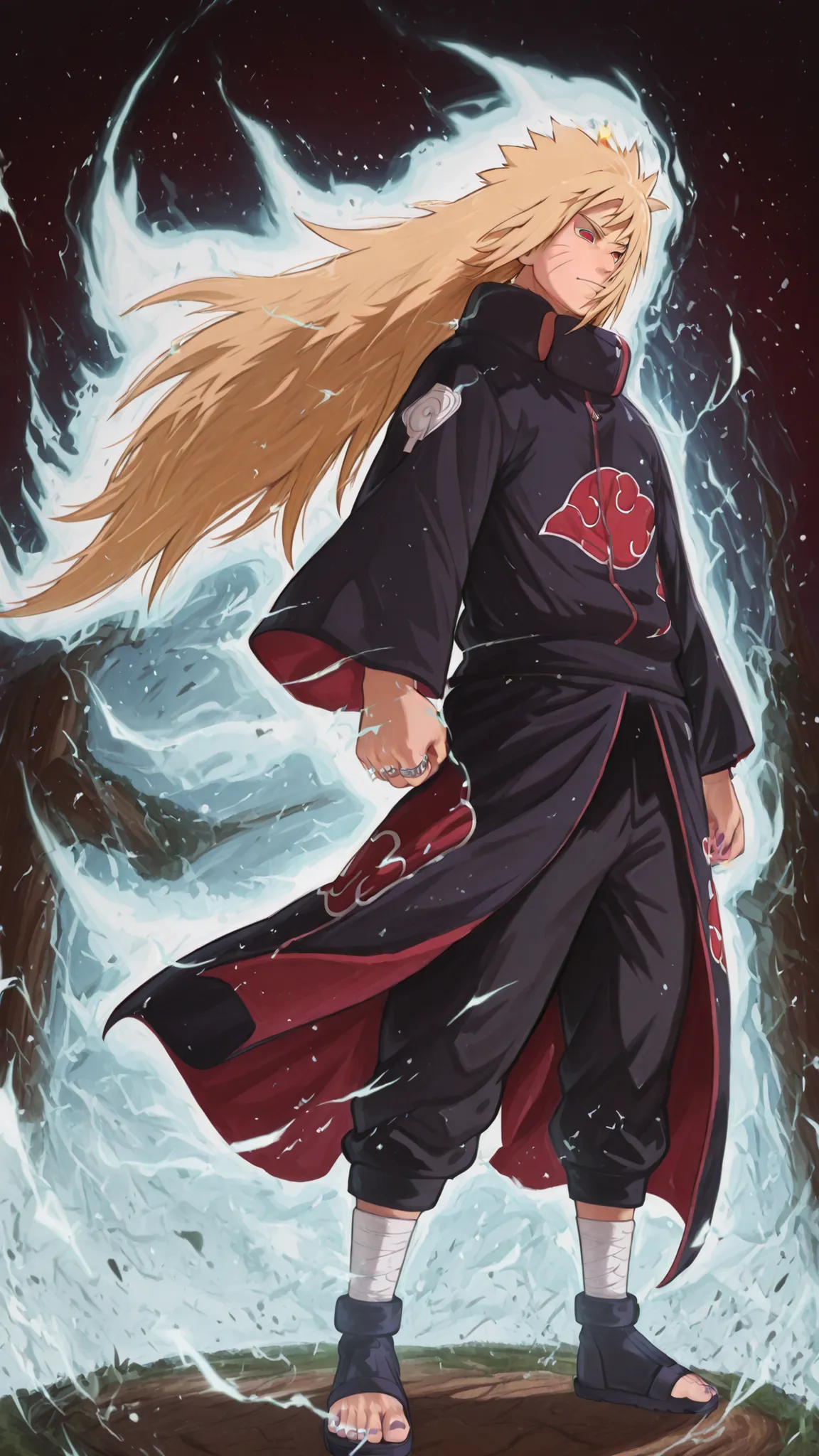 flat color, WaifuDiffusionStyle, neutral background, white splash stylized outline background——-aura farming, 1boy, uzumaki_naruto, blonde_hair, very long hair, spiky hair, bangs, red eyes, mature_male, muscular, muscular_male, AkatsukiOro, official altern...