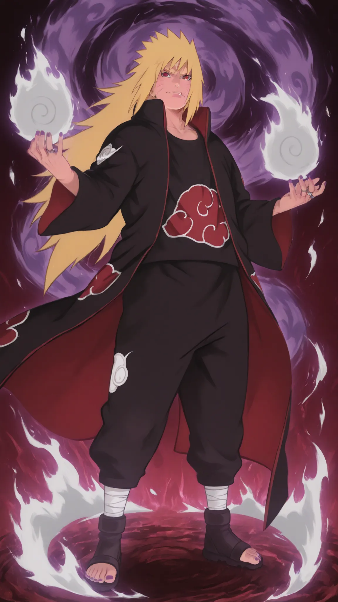 flat color, WaifuDiffusionStyle, neutral background, white splash stylized outline background——-aura farming, 1boy, uzumaki_naruto, blonde_hair, very long hair, spiky hair, bangs, red eyes, mature_male, muscular, muscular_male, AkatsukiOro, official altern...