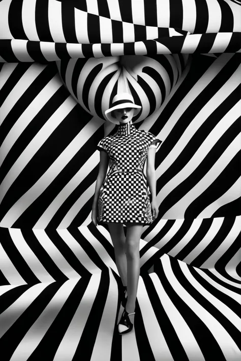 Op Art - Step into the world of  op art fashion , brocade and chintz fabrics come to life with a pixelated plaid design .  creates an enchanting sense of movement  、 x}  Get ready to be fascinated by optical illusions and swirling parabolic shapes  .。. Thi...