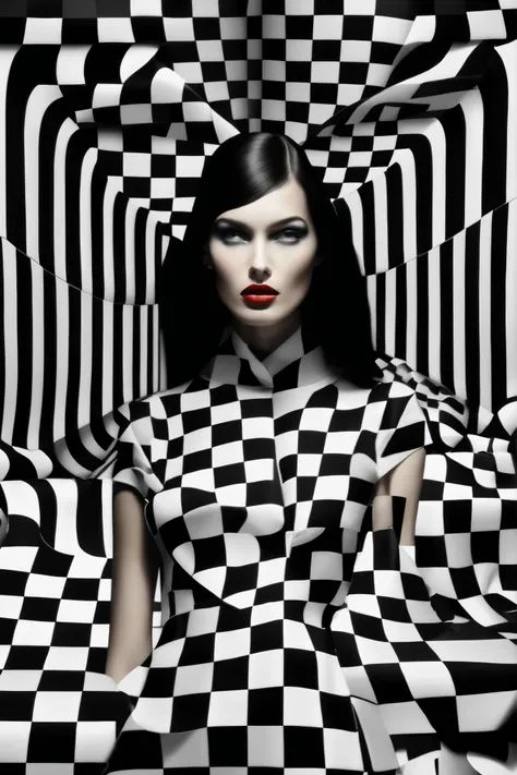 Op Art - Step into the world of  op art fashion , brocade and chintz fabrics come to life with a pixelated plaid design .  creates an enchanting sense of movement  、 x}  Get ready to be fascinated by optical illusions and swirling parabolic shapes  .。. Thi...