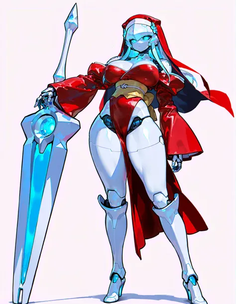 (((masterpiece))), (((Best Quality))), ((Ultra-detailed)), ((extremely delicate and beautiful)),solo, Full body, (phyrexian robotic female)(phyrexian android female) (mechanical undead lady) skin replaced with iron, (pale gold hair and glowing ultra-blue e...