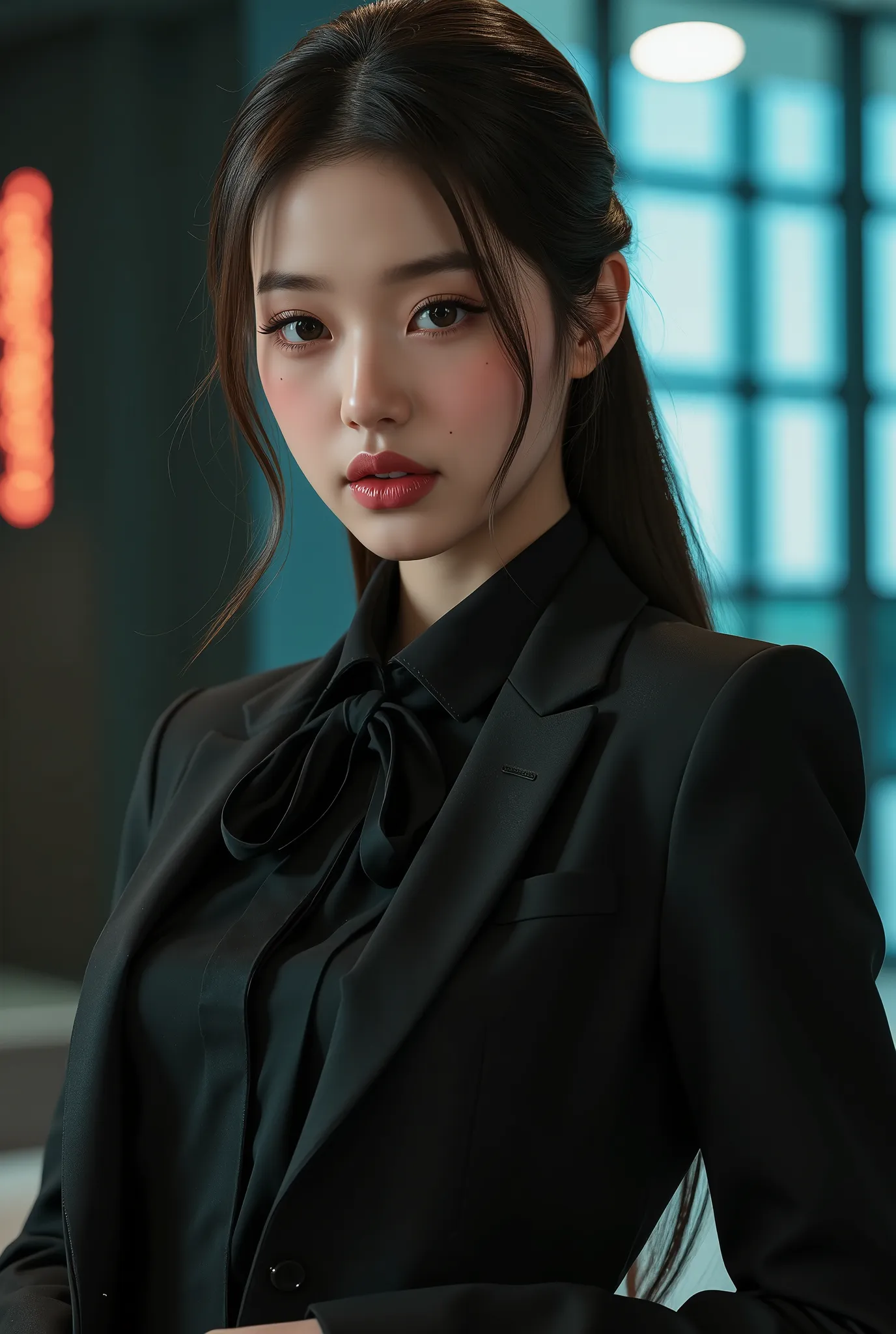 a beautiful secretary lady, hair tied up, wearing a business dress and high heels, (best quality,4k,8k,highres,masterpiece:1.2),ultra-detailed,(realistic,photorealistic,photo-realistic:1.37),detailed eyes,detailed lips,extremely detailed face,long eyelashe...