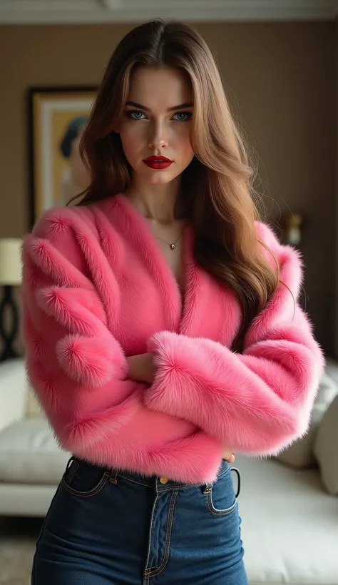 realistic, ultra-detailed, high resolution, photo-realistic, full-body shot, woman in her late 20s, russian woman, symmetrical oval face, very light skin, smooth natural skin texture, subtle freckles, sharp well-defined Cupid’s bow, matte dark red lips, me...