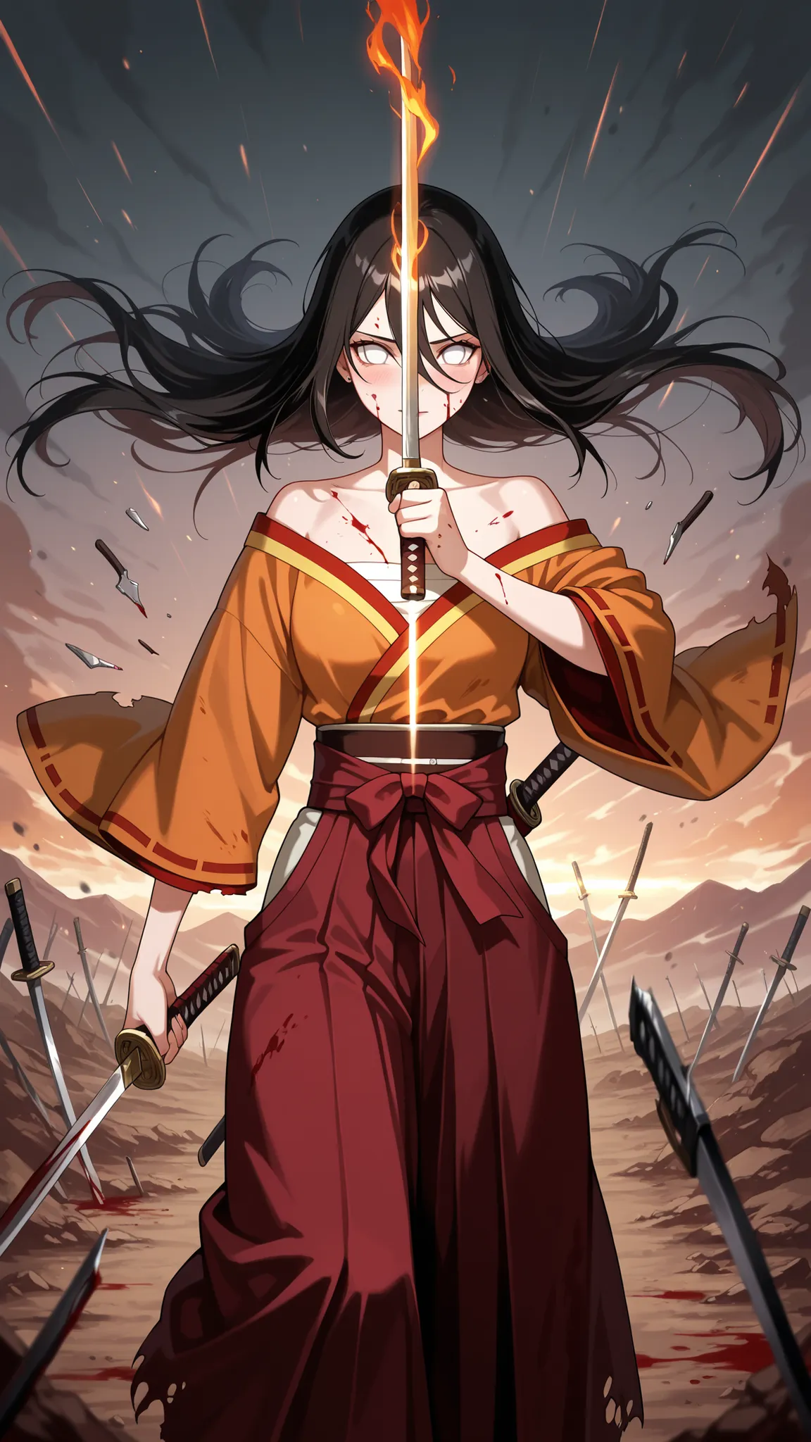 BREAK (masterpiece:1.2), best quality, high resolution, unity 8k wallpaper, (illustration:0.8), (beautiful detailed eyes:1.6),Epic battlefield at dawn, vast war-torn landscape, smoke and fire in the distance, clashing armies with swords and banners, muddy ...