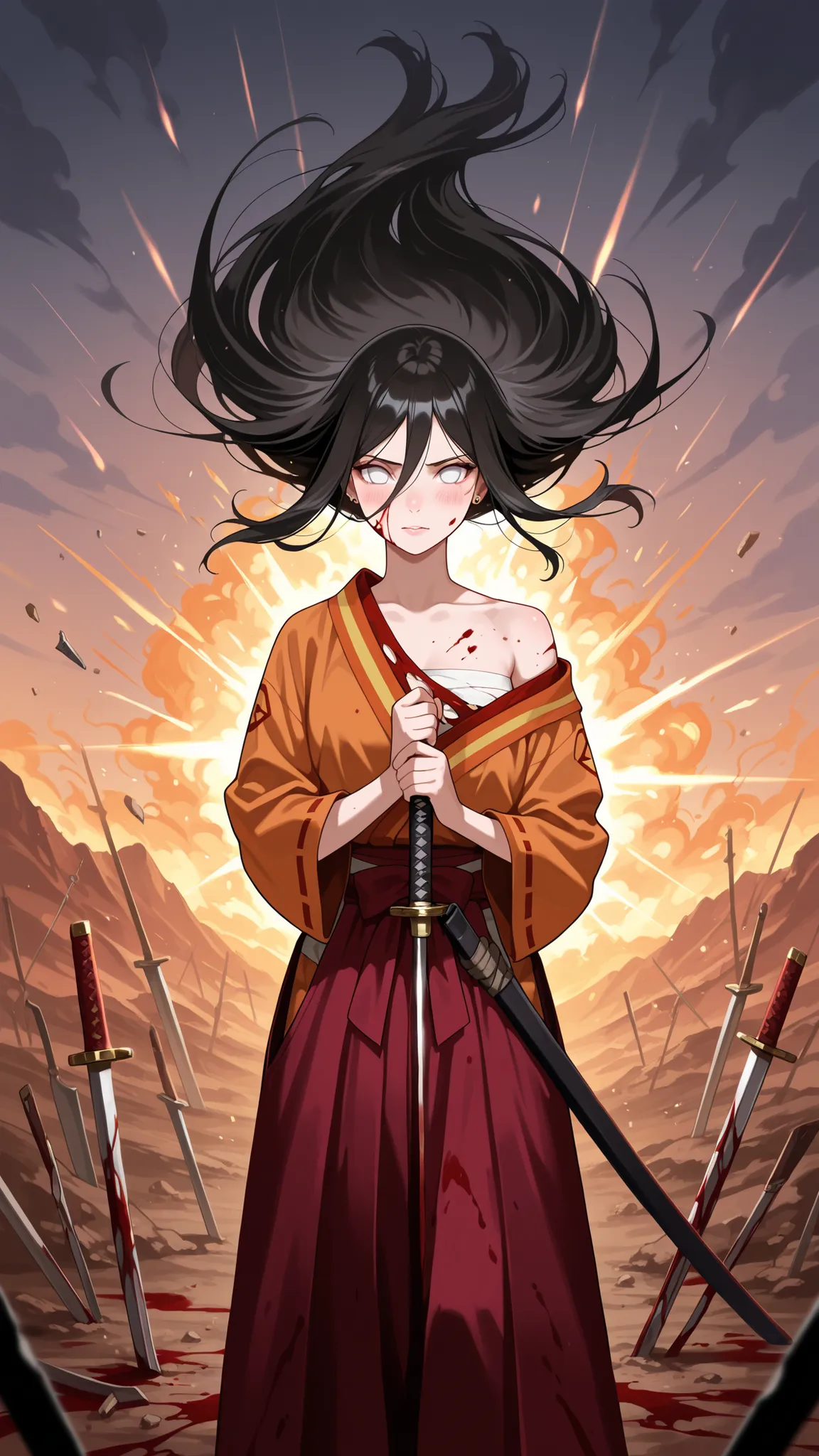 BREAK (masterpiece:1.2), best quality, high resolution, unity 8k wallpaper, (illustration:0.8), (beautiful detailed eyes:1.6),Epic battlefield at dawn, vast war-torn landscape, smoke and fire in the distance, clashing armies with swords and banners, muddy ...