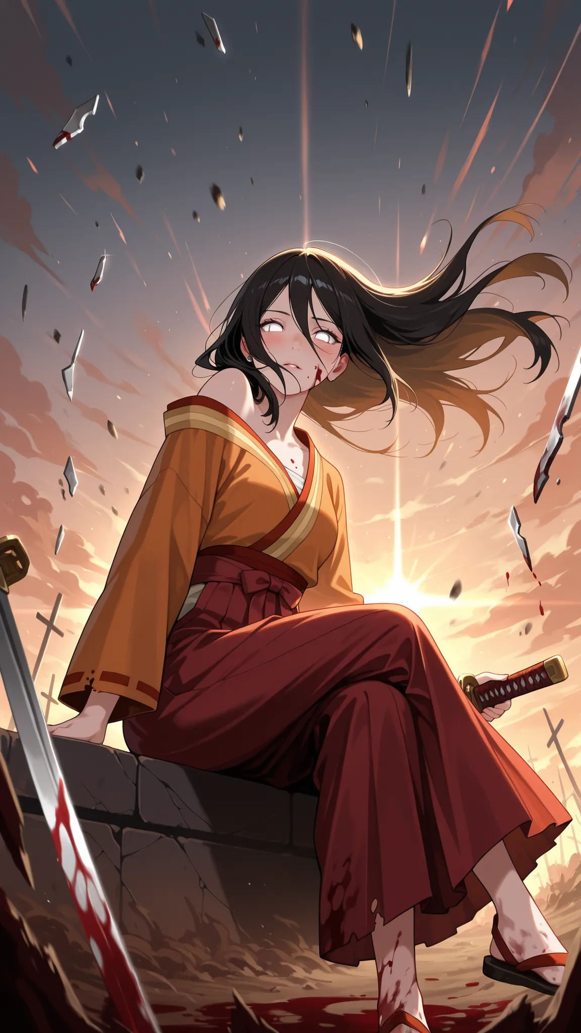 BREAK (masterpiece:1.2), best quality, high resolution, unity 8k wallpaper, (illustration:0.8), (beautiful detailed eyes:1.6),Epic battlefield at dawn, vast war-torn landscape, smoke and fire in the distance, clashing armies with swords and banners, muddy ...