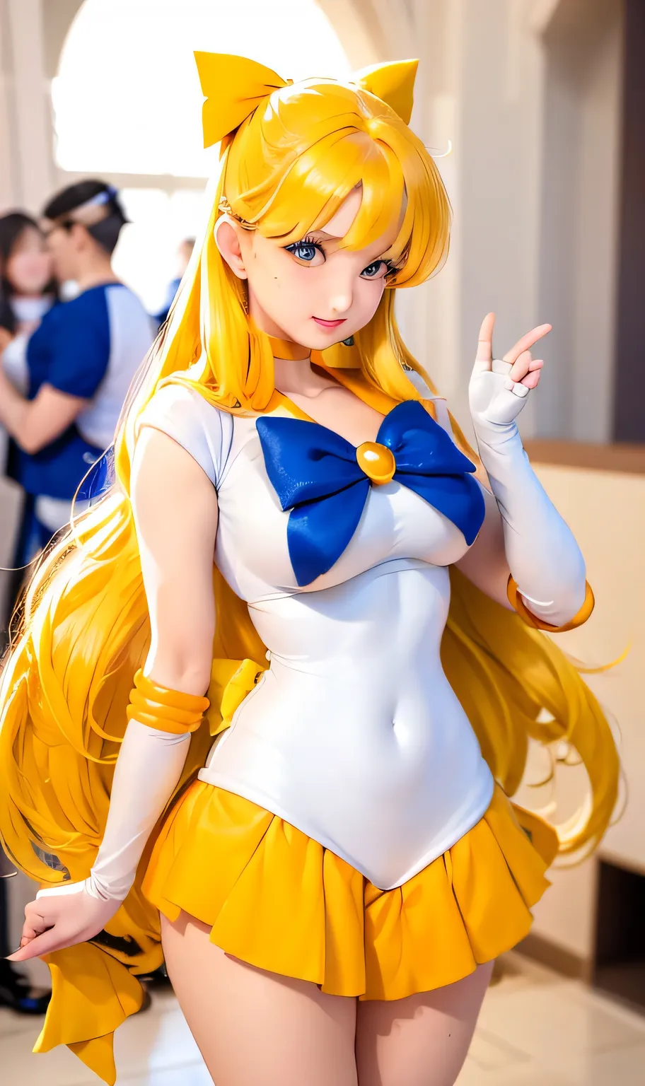 Arab women in costumes are posing for a photo shoot, Sailor Venus、sexy、 beautiful  facial features、Ayaka cosplay, Sailor Galaxia in a golden dress.  beautiful , cosplay, by SAILOR MOON, アニメガールcosplay, Anime cosplay, 広告用cosplay, SAILOR MOON Style, SAILOR MO...