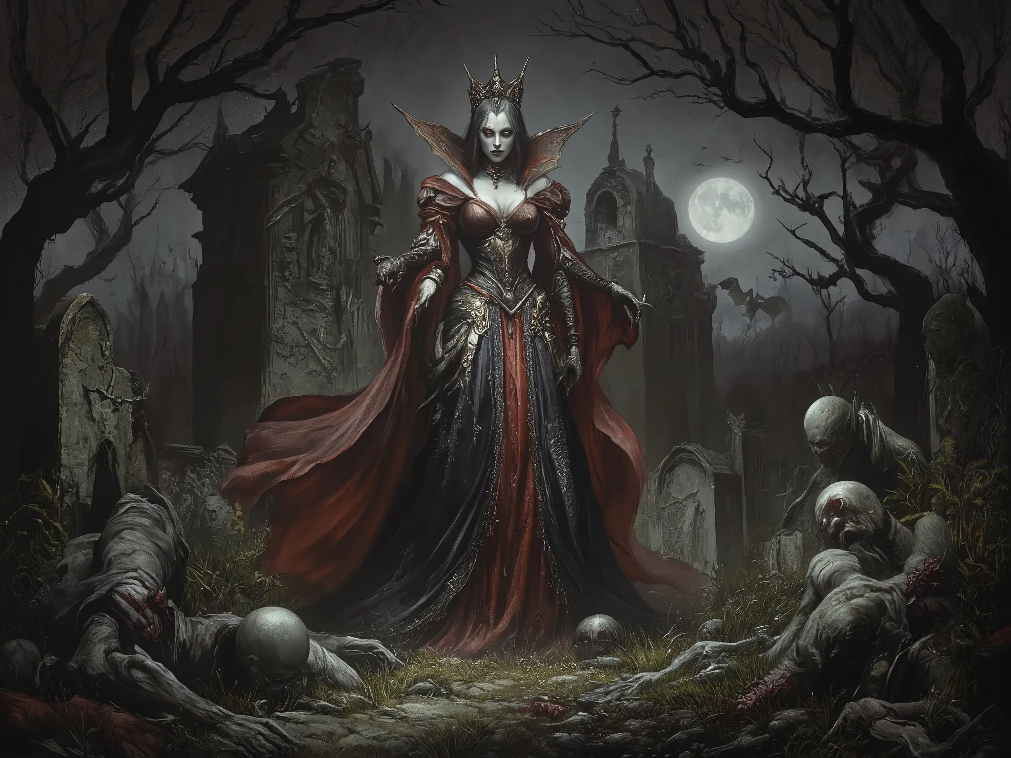 Vampires、Vampiresの女王、Vampire Queen、Zombies Come Back、Bats fly、Moonlit Night、An Old Graveyard 