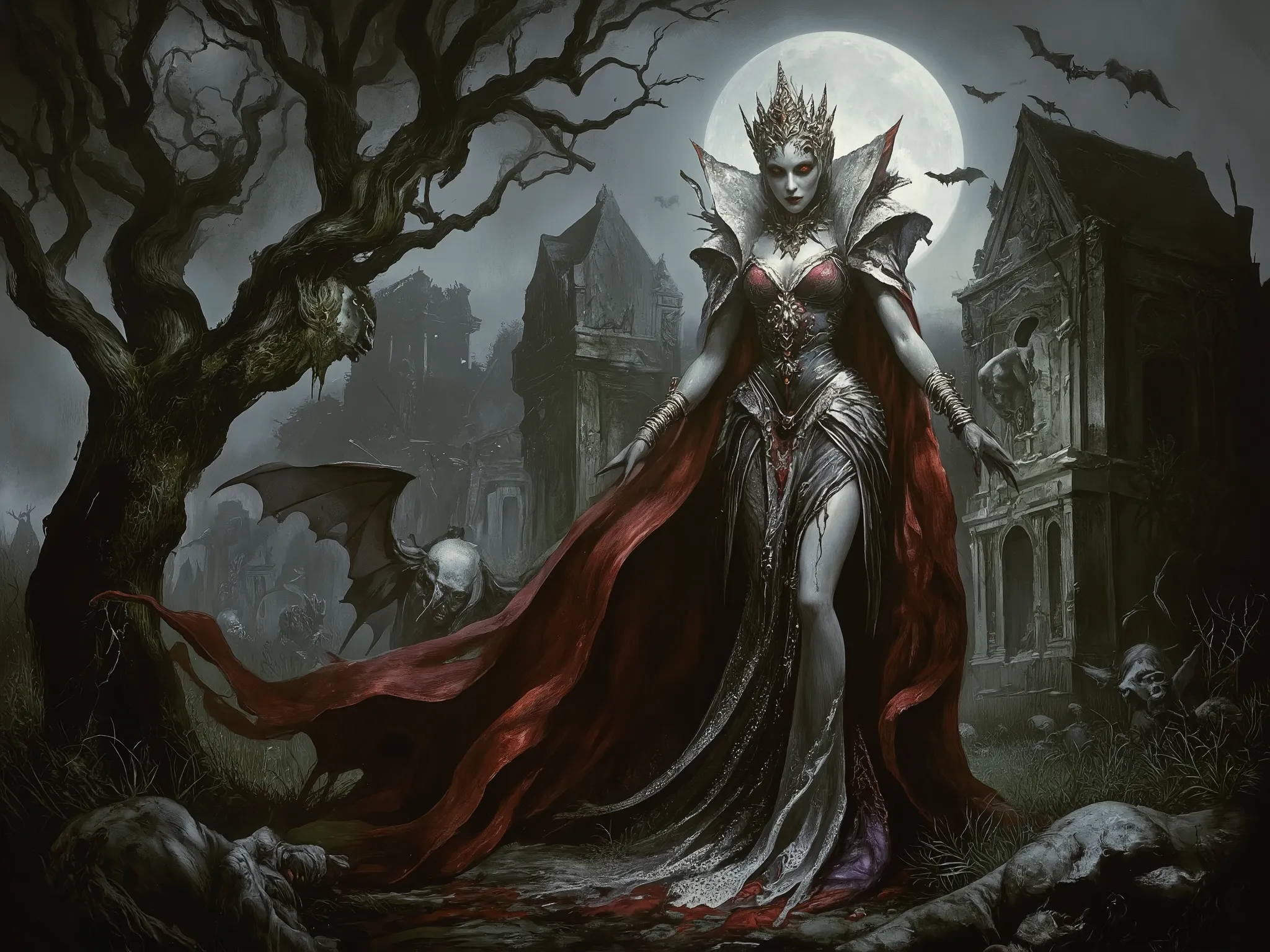 Vampires、Vampiresの女王、Vampire Queen、Zombies Come Back、Bats fly、Moonlit Night、An Old Graveyard 