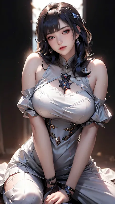 Light线追踪，{best quality}，{ {masterpiece}}，Extremely detailed 8k wallpaper，{Extremely refined}，rich and colorful， Intricate details， Cool and shinny skin，1080P，Soft，Sense of Brokenness，肌肤Light滑如丝，3d，masterpiece，best quality，插图Very detailed， beautiful eyes， V...