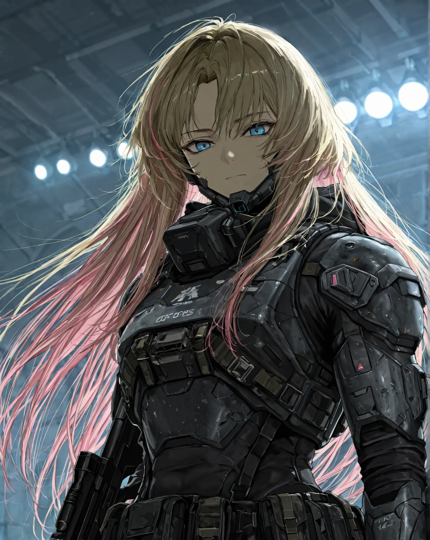 by [inoitoh|arknights|748cmstyle], warcore, backlighting, warm lighting, scenery, accented lights, 1girl, solo, (close up shot, face focus, upper body focus:1.14), A close up of a mature woman at a quarter angle/three quarter angle, looking at viewer, deta...