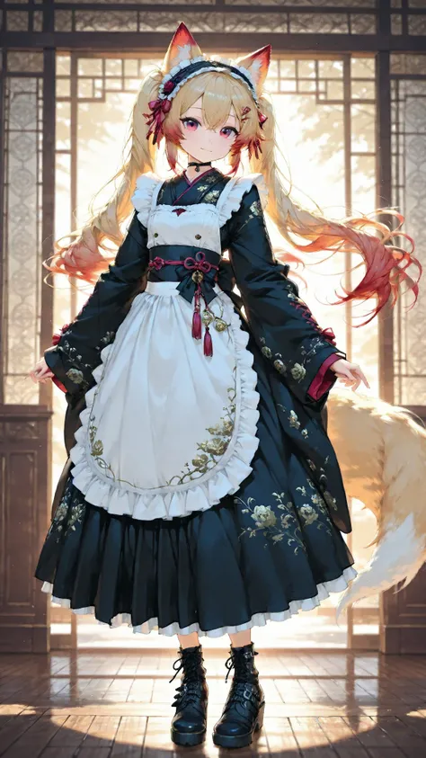 (0709)Theme: メイド様 (黄色と赤のお狐むメイド様🦊）