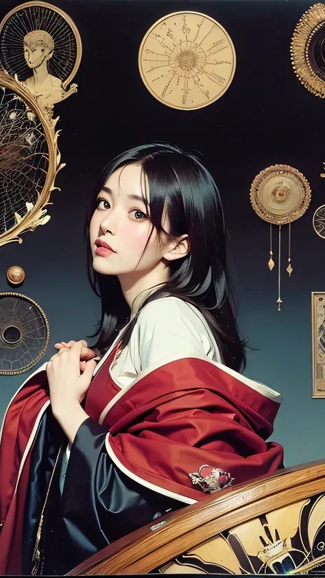 Harry Clarke, Shigeru Tamura, Naoyuki Kato, Akseli Gallen-Kallela, Georges Léonnec, Surrealism, Mystery, Weird, Fantastic, Fantasy, Sci-fi, Fantasy, Japanese Anime, Walking Seashell, Fantastic Encyclopedia, Beautiful High School Girl Turning a Spinning Whe...