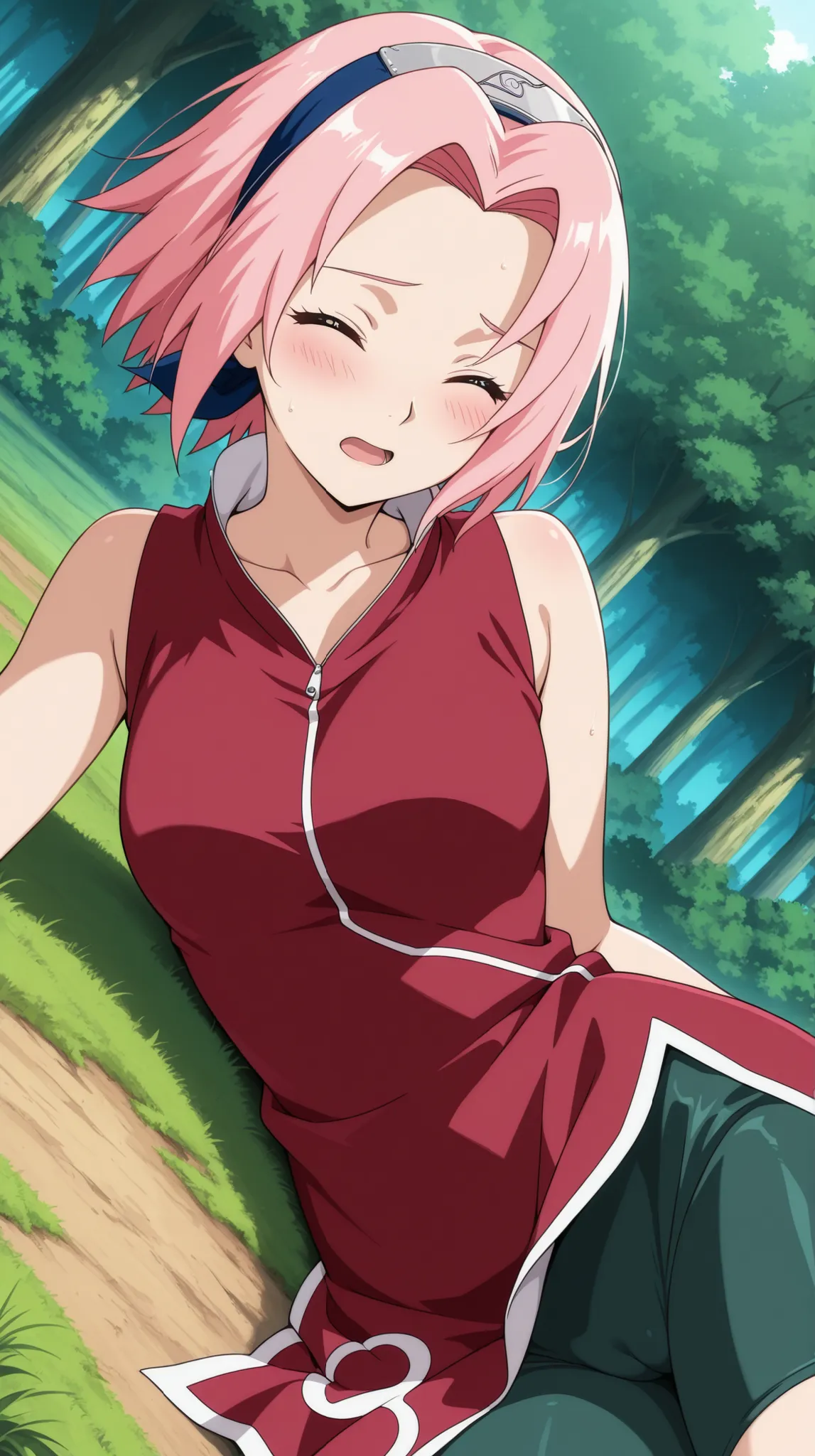 score_9,score_8_up,score_7_up,source anime,masterpiece,best quality,
BREAK sakura, 1girl,pink hair,closed eyes,open mouth,short hair,Sakura haruno,1girl, pink hair, short hair,red dress, bare shoulders, collarbone, sleeveless, sleeveless dress,forehead pro...