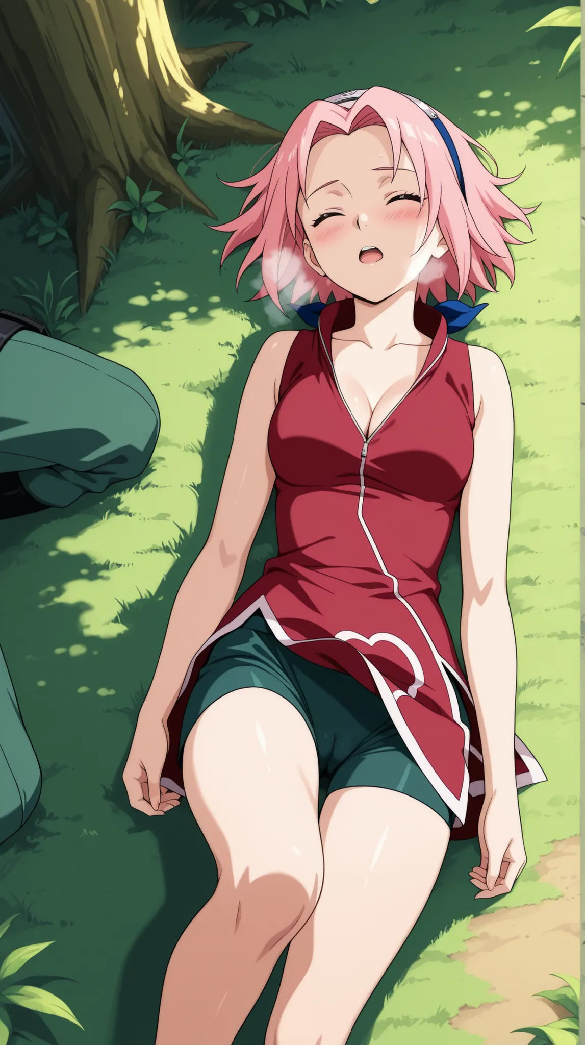 score_9,score_8_up,score_7_up,source anime,masterpiece,best quality,
BREAK sakura, 1girl,pink hair,closed eyes,open mouth,short hair,Sakura haruno,1girl, pink hair, short hair,red dress, bare shoulders, collarbone, sleeveless, sleeveless dress,forehead pro...