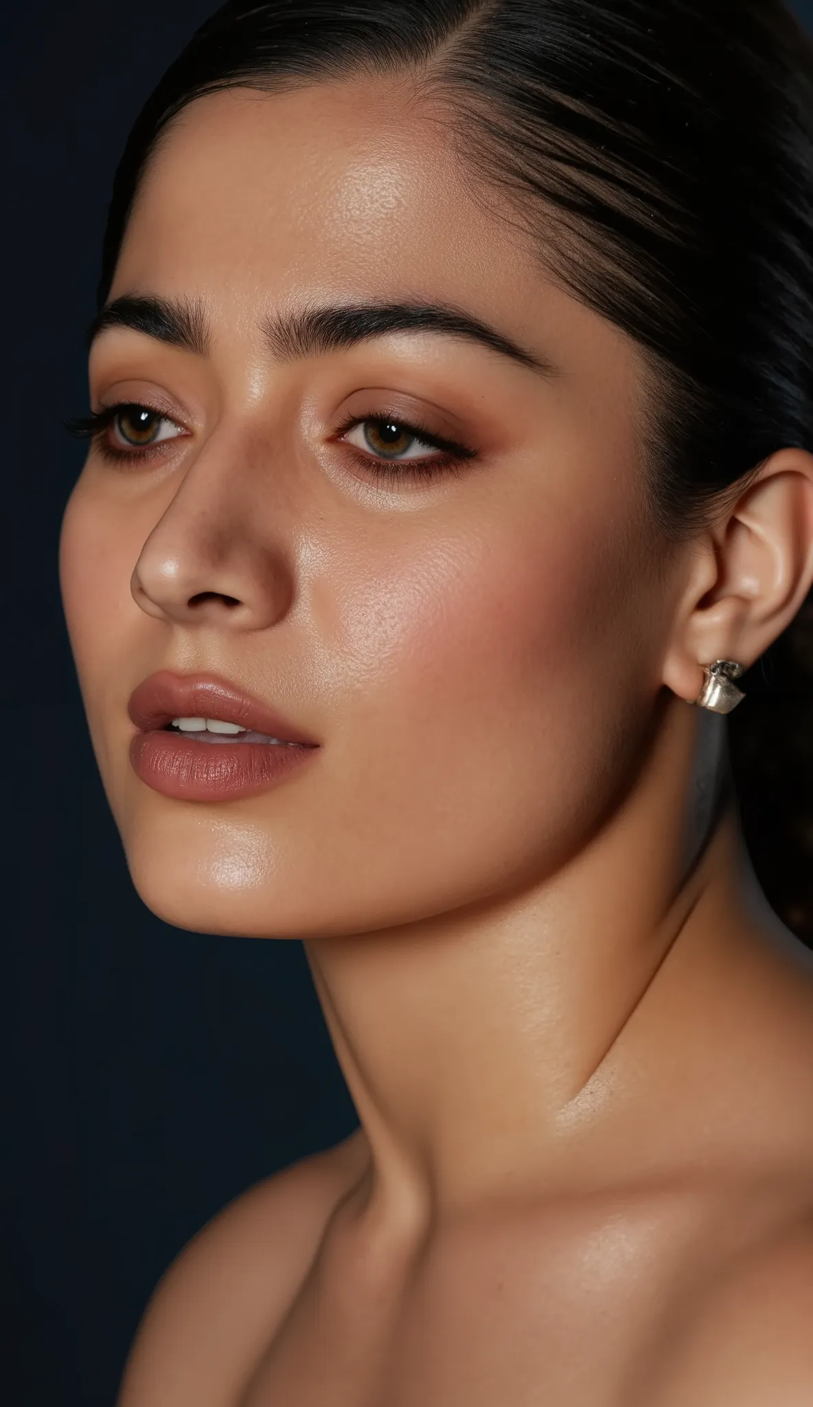 4k hd image of An extreme close up of lip of a brown woman getting choking with a rope on her neck, two hands are pulling the rope hardly,rope on her neck,rope tied her neck,wile sitting on a sofa in a dark room, eyes closed, mouth open, sweaty pony tail h...