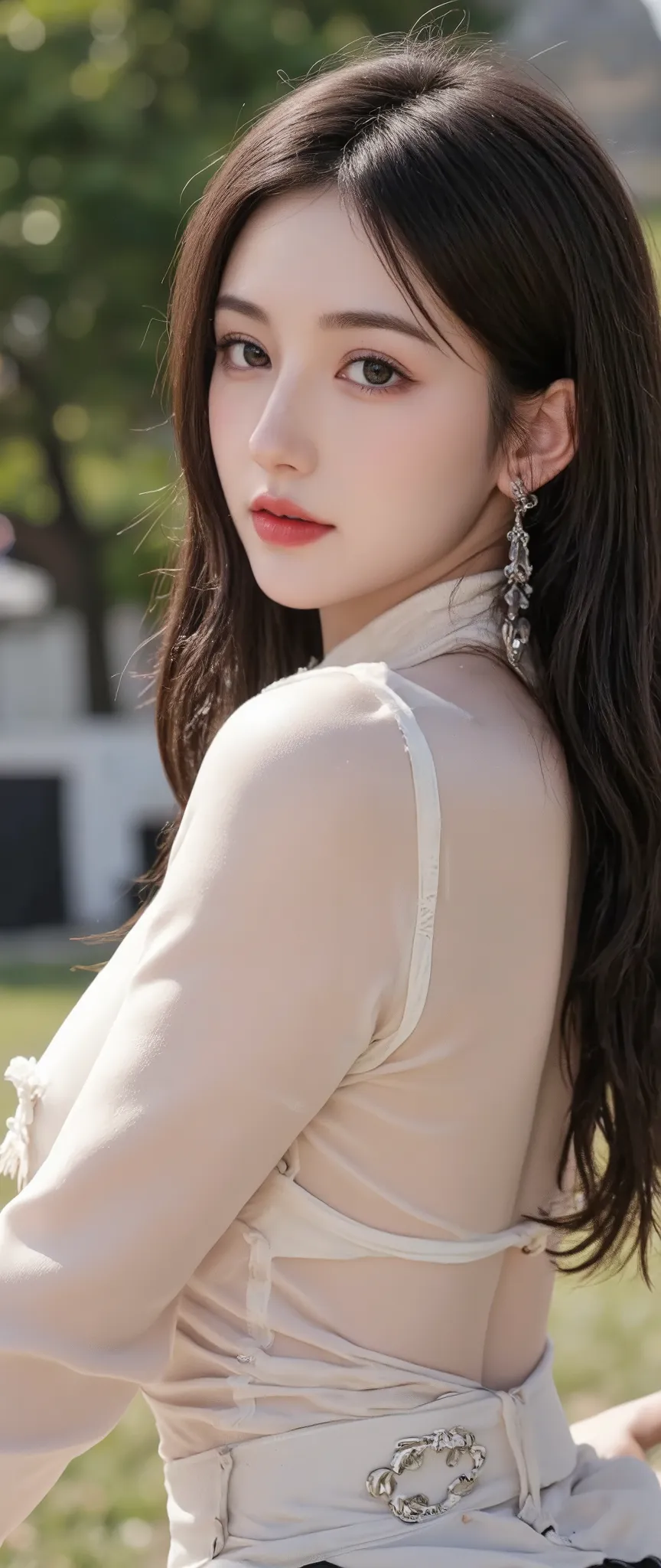 Asian cowboy style,
This woman has a modern cowboy look with a hat, long earrings, and a stylish outfit. long black hair, Thin cream crop turtleneck with long sleeves with tassels, Black compression shorts, (((posing riding a horse:1.4))), a slight smile e...