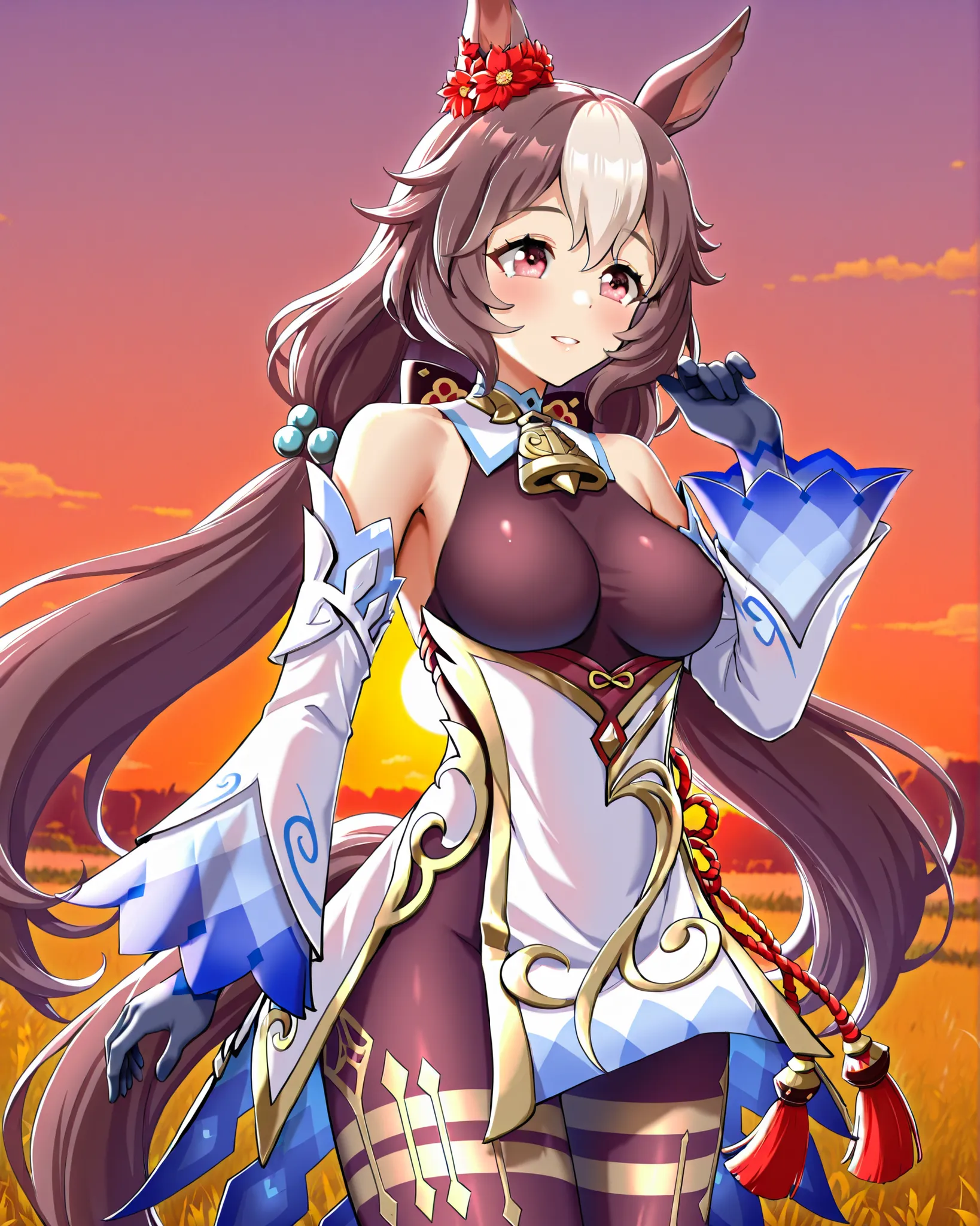 yamanin zephyr(Uma Musume),Uma Musume, solo, [Super beautiful CG], [Highly Detailed CG],[top quality], [Super Detailed], [CG illustration], [high resolution], [extremely delicate and beautiful], [super fine illustration],  very detailed skin, Medium Breast...