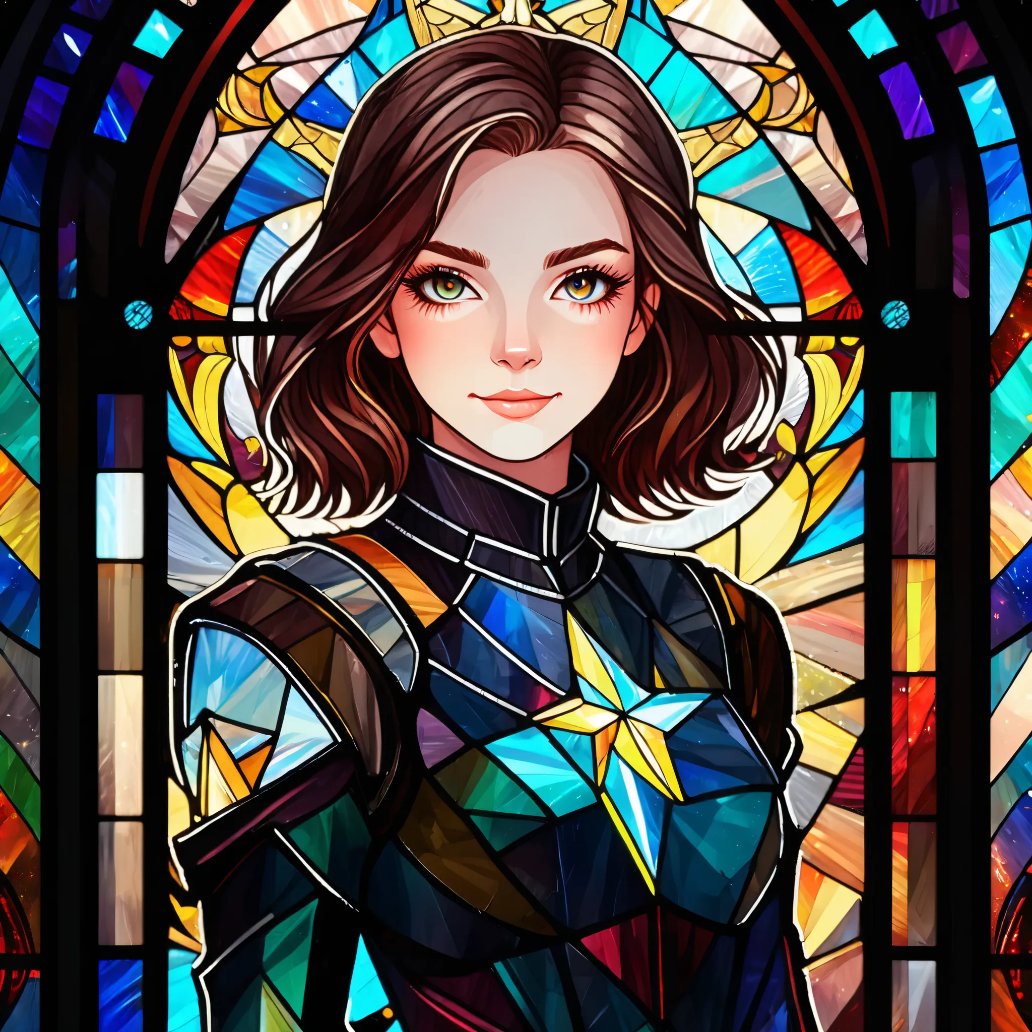 1girl, solo, looking at viewer, Stained Glass Portrait, asterism, Line art, masterpiece,best quality,extremely detailed,fine details,official art,unity 8k wallpaper,4K,8K,UHD, antiBlur,photography, abstract background, (upper body:1.5), front portrait, per...