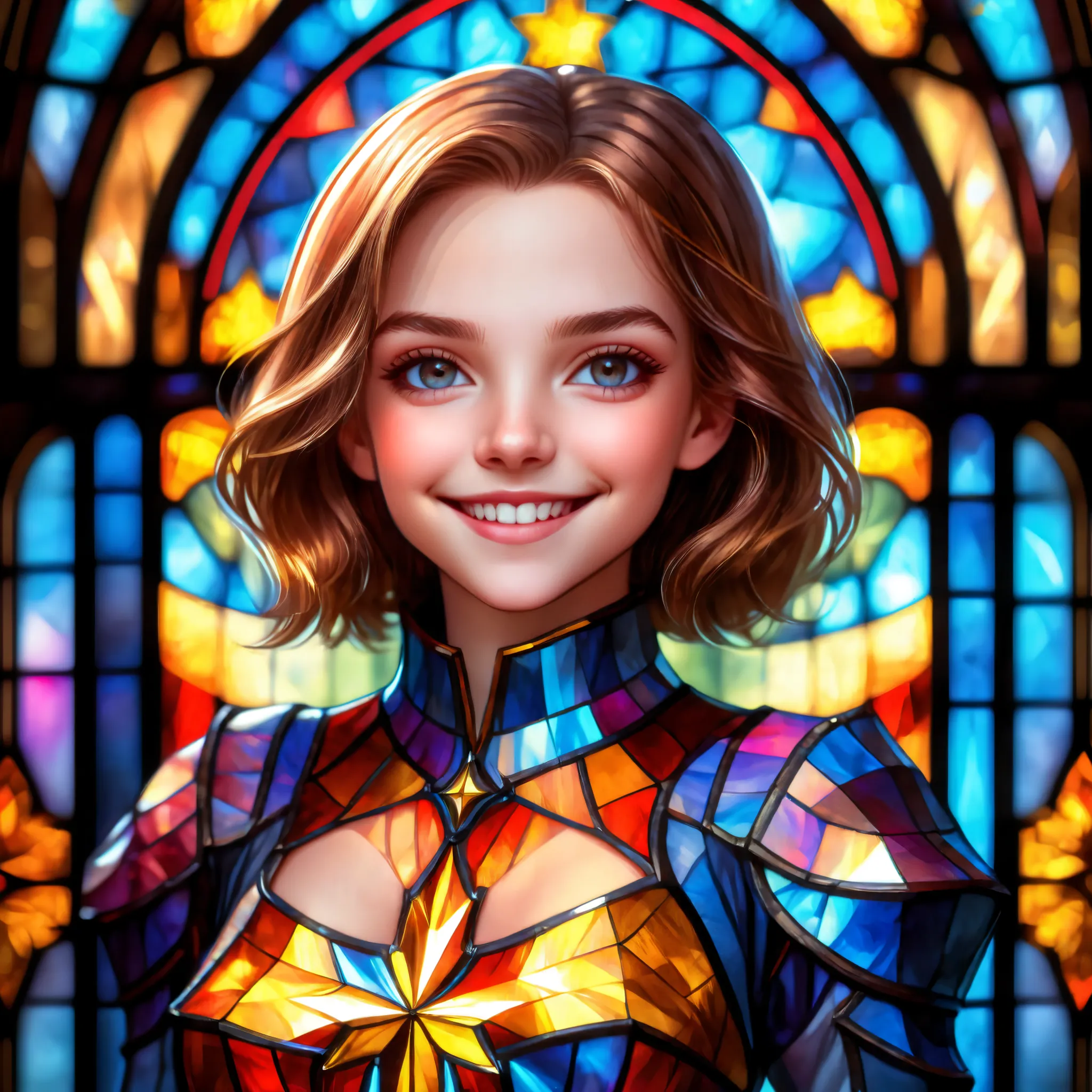 1girl, solo, looking at viewer, Stained Glass Portrait, asterism, Line art, masterpiece,best quality,extremely detailed,fine details,official art,unity 8k wallpaper,4K,8K,UHD, antiBlur,photography, abstract background, (upper body:1.5), front portrait, per...