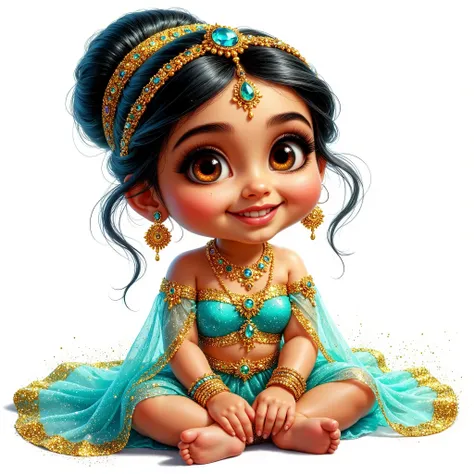 (extremally detailed: 1.5) quirky crazy full-length holographic caricature,holographic naive flat sketch dry pastel, painted with baby crayons "five year old"- Princess Jasmine caricature,amulets , bracelets,Attributes,золотые  bracelets,earrings, jewels,r...