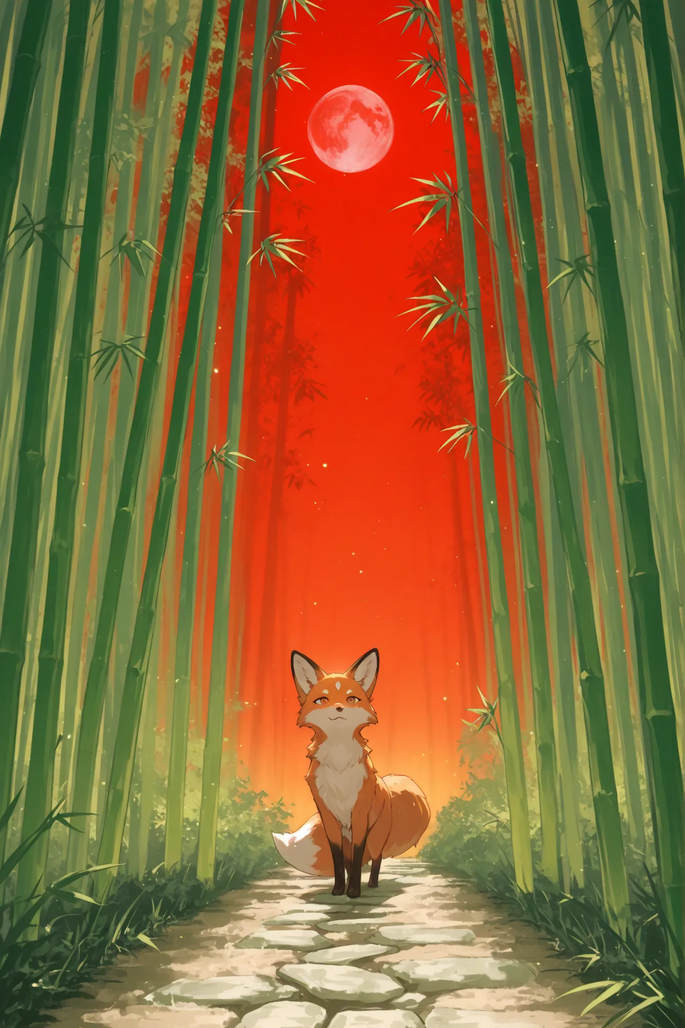 cute,(masterpiece:1.2, top quality), (beautiful detailed eyes: 1.2), ((1 Fox )),  (beautiful background:1.2), (Highly Detailed CG, Super Detailed),(very detailed and beautiful:1.1), (perfect detail:1.1),Slightly droopy fox ears, is out of sight, on a path ...