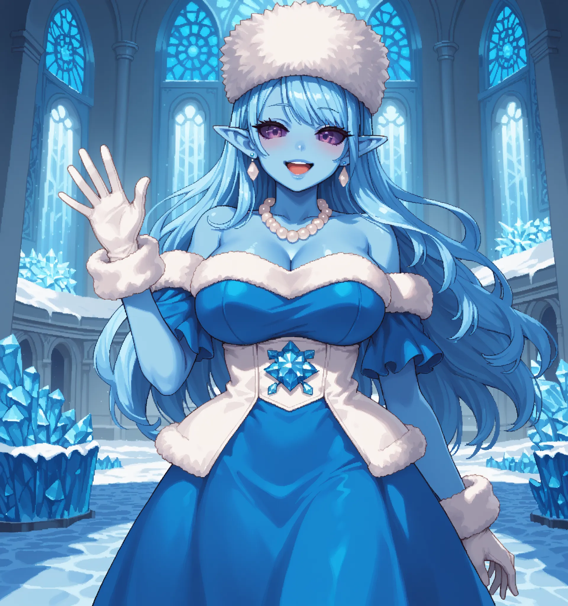 score_9, score_8_up, score_7_up, source_anime, 1girl, solo, pixel art, wearing edgwdc girl BREAK 

Black sclera, colored sclera, solid eyes, braid,, light blue hair, large breasts, pointy ears, long hair, purple sclera, purple eyes, (blue skin:1.3) BREAK 
...