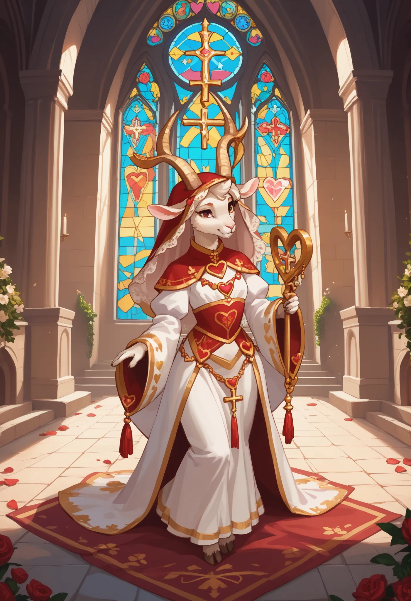 At church , cartoon furry female goat , erotica , My heart is beating fast , Monastic clothes
