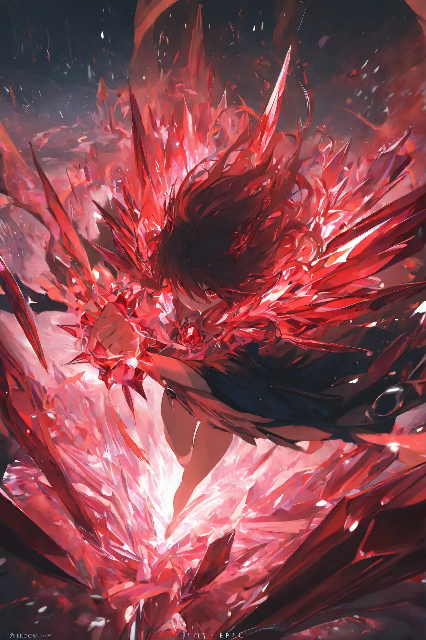 masterpiece, best quality,1 girl ,best quality,heroic pose,dynamic angle,dynamic background,with epic Crystal effect, high angle shot,like CCTV footage, outward flow of magic or particles,Crystal waves expanding from a central point, face clearly visible, ...