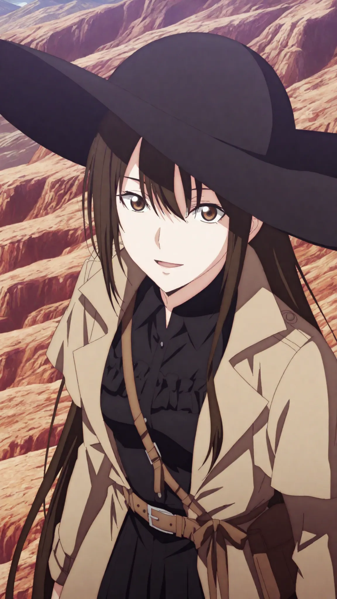 kazuki,ishura
High quality ,  best quality , masterpiece,  High Resolution ,,anatomically correct,,anime Coloring, detailed face( LoRA: ishura)
solo, 1 girl, Beautiful women, adult women, cool women,
, very long hair, brown hair, brown eyes,, black Wide br...