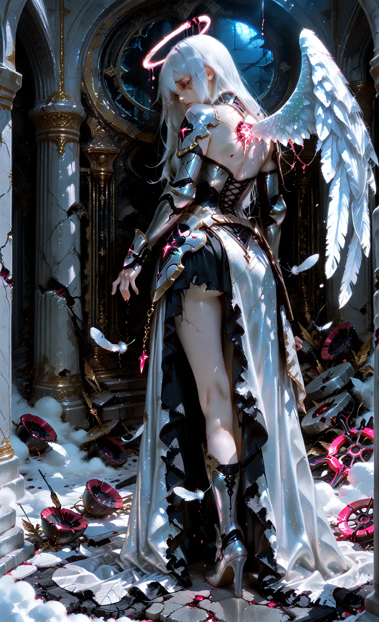 One wing remains, yet she carries the weight of stars.