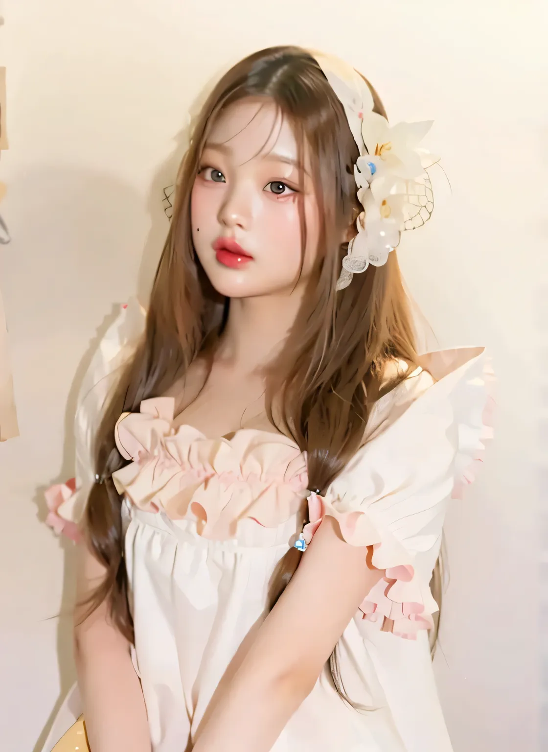 ive wonyoung, almond eyes, full lips, large and voluptuous breasts . flirtatious look,wonyoung,wonyoung ive