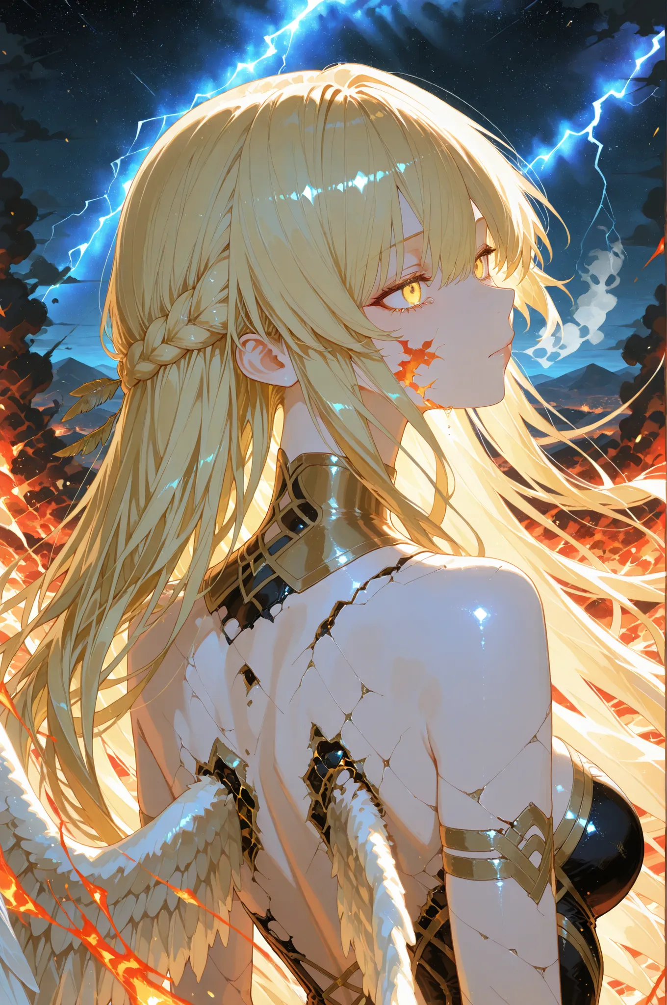 Refined Realistic Style（0.8）, Master Level,Extreme Details,Professional Post-Processing,Masterpiece,anime style（1.2）,best quality,high resolution,8K, centered on the character ，Strong Emotional Close-up Composition， Beautiful and Brave Female Saints Knight...