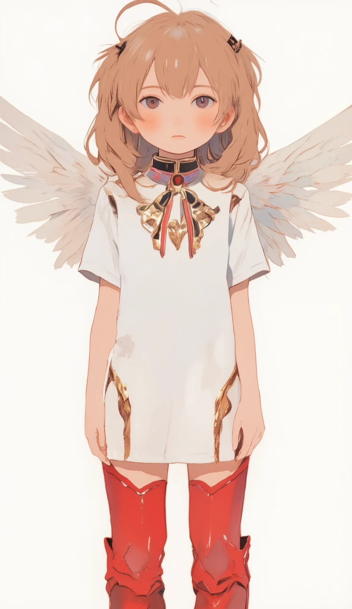 anime girl with wings, white shirt and red boots, Flat Anime Style, anime style illustration, anime graphic illustration, anime illustration, BEAUTIFUL ANIMATED ILLUSTRATION , anime style digital art, anime style artwork, soft anime illustration, digital...