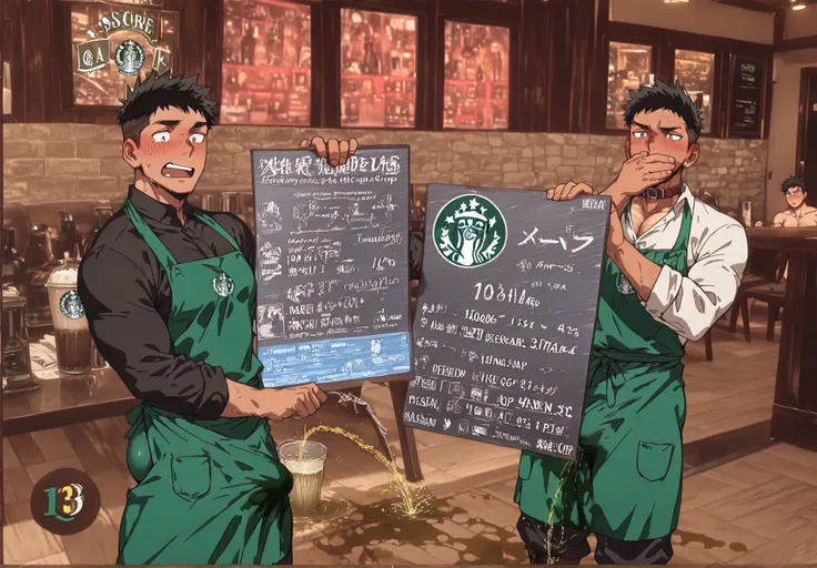 three boys, more muscular (1:5), more mature face (1:2), big hip (1:3) , short hair , wide view:1 . 2) , all men , all boys , chest hair , manly muscle , アナル挿入 , penis , anal , suck penis , (black hair, very tanned skin[,Covering someone's mouth from behi...