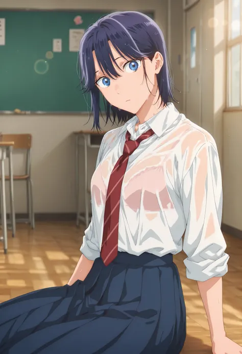 masterpiece, , absurdres, highres, detailed background, high resolution, masterpiece, necessary, detail, best quality, quality, necessary, details, High details, Precise, indoor, ((class room)), (dappled sunlight ,day ,lens flare ,blurry background), from ...