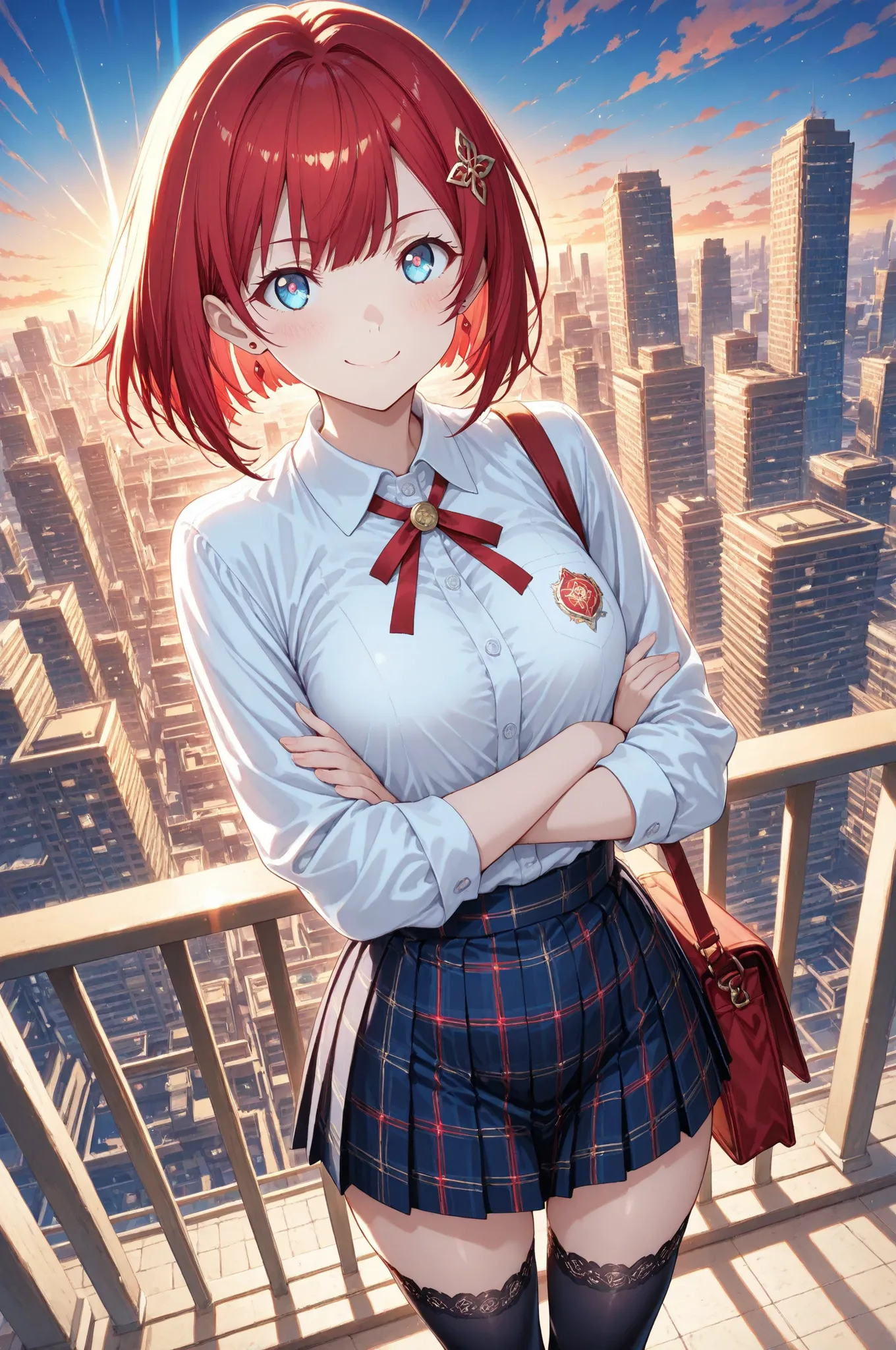 character:
base:subject 20-year-old Japanese anime girl, age young adult, style flat anime illustration
appearance:
hair:color vibrant crimson red bob, length neat chin-length bob, style perfectly styled bob cut, texture sleek straight texture, physics gen...